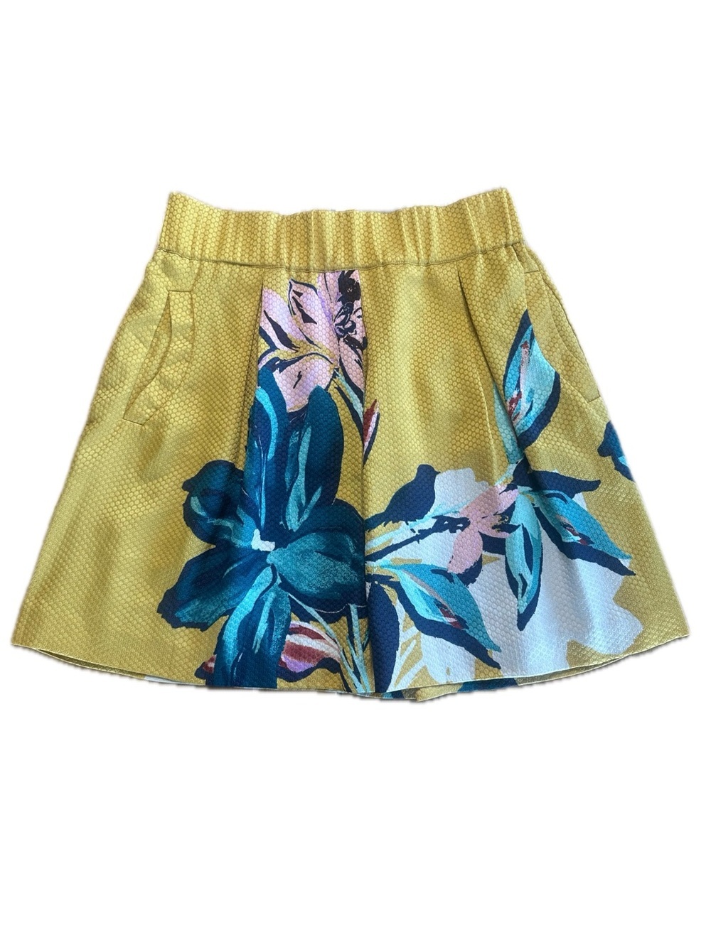 Maeve Tropicale Skirt Size 12 Golden Yellow Tropical Floral Print Anthropologie - Picture 7 of 10